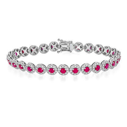 Ruby and Diamond Halo Bracelet