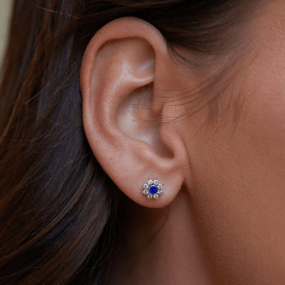 Star Halo Sapphire & Diamond Earrings