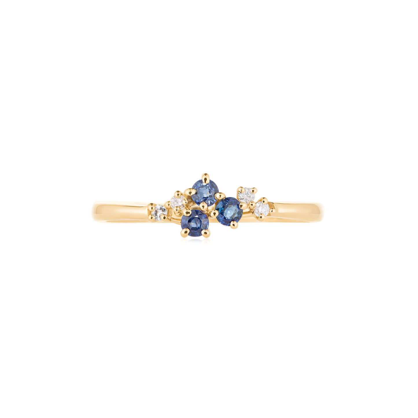 Blue Sapphire and Diamond Seven Stone Ring