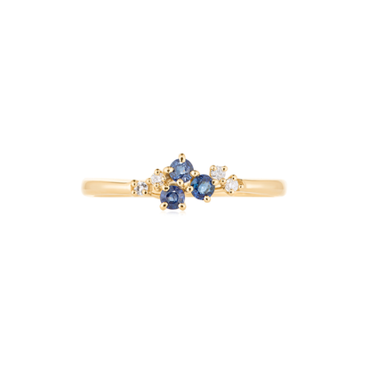 Blue Sapphire and Diamond Seven Stone Ring