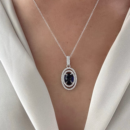 Floating Concentric Sapphire & Diamond Pendant