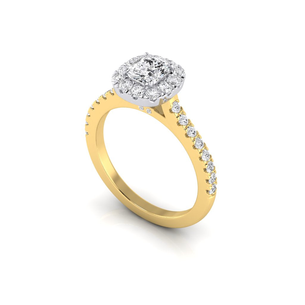 Flora Cushion Halo Diamond Ring