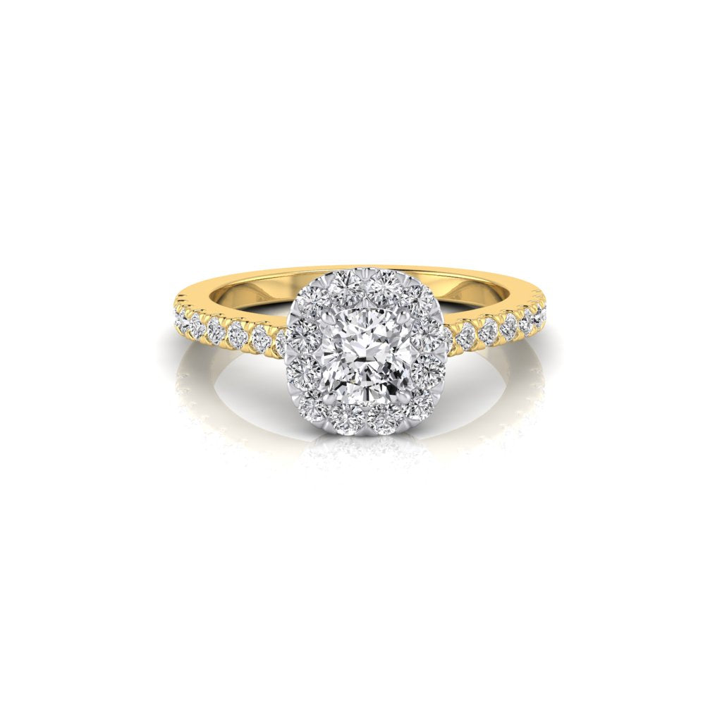 Flora Cushion Halo Diamond Ring