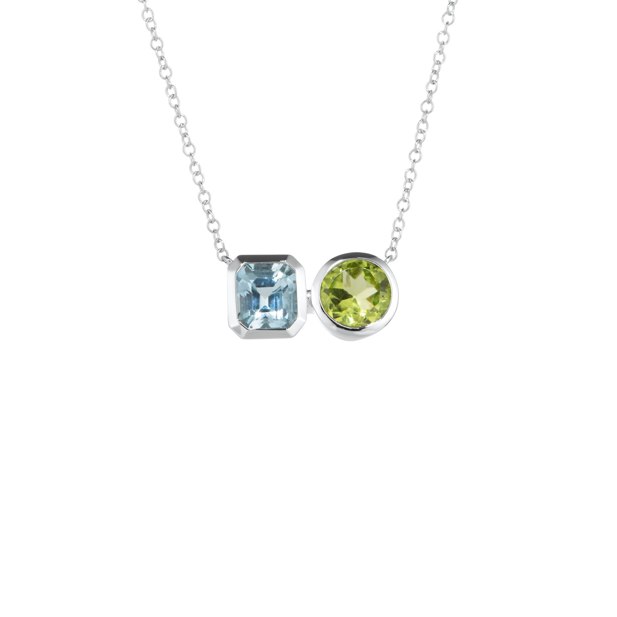 Toi et Moi Aquamarine and Peridot Pendant