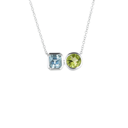 Toi et Moi Aquamarine and Peridot Pendant