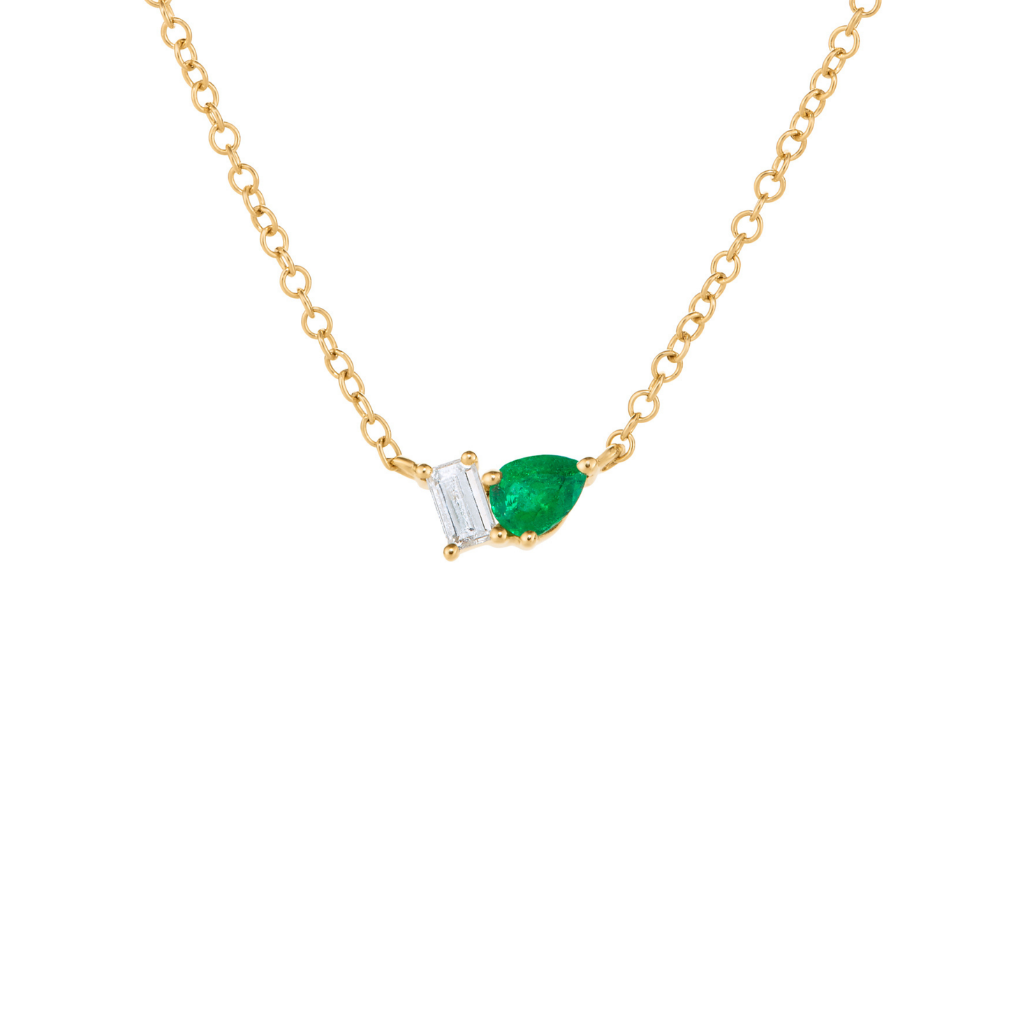 Toi et Moi Emerald and Diamond Pendant