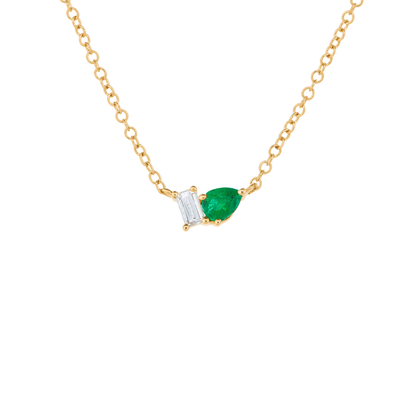 Toi et Moi Emerald and Diamond Pendant