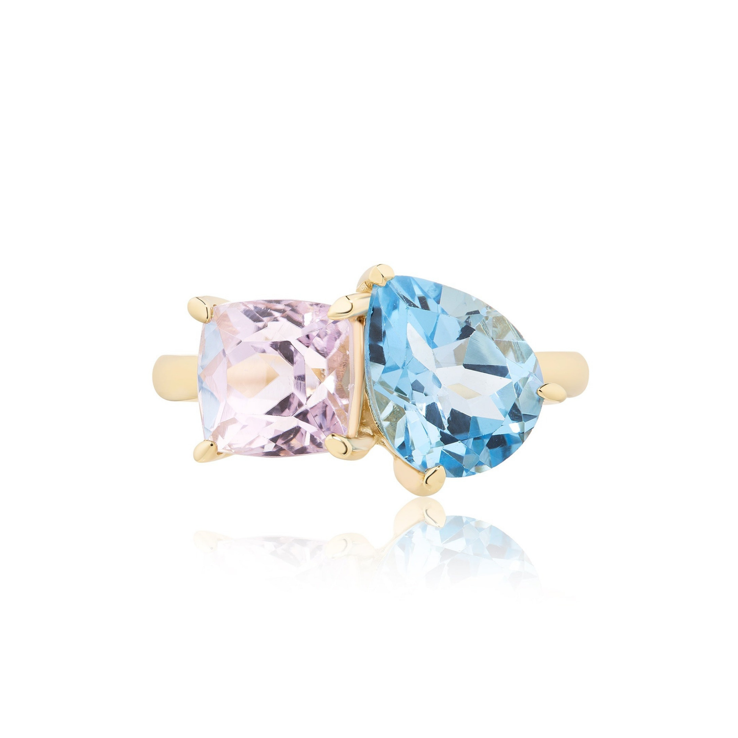 Toi et Moi Kunzite and Topaz Ring