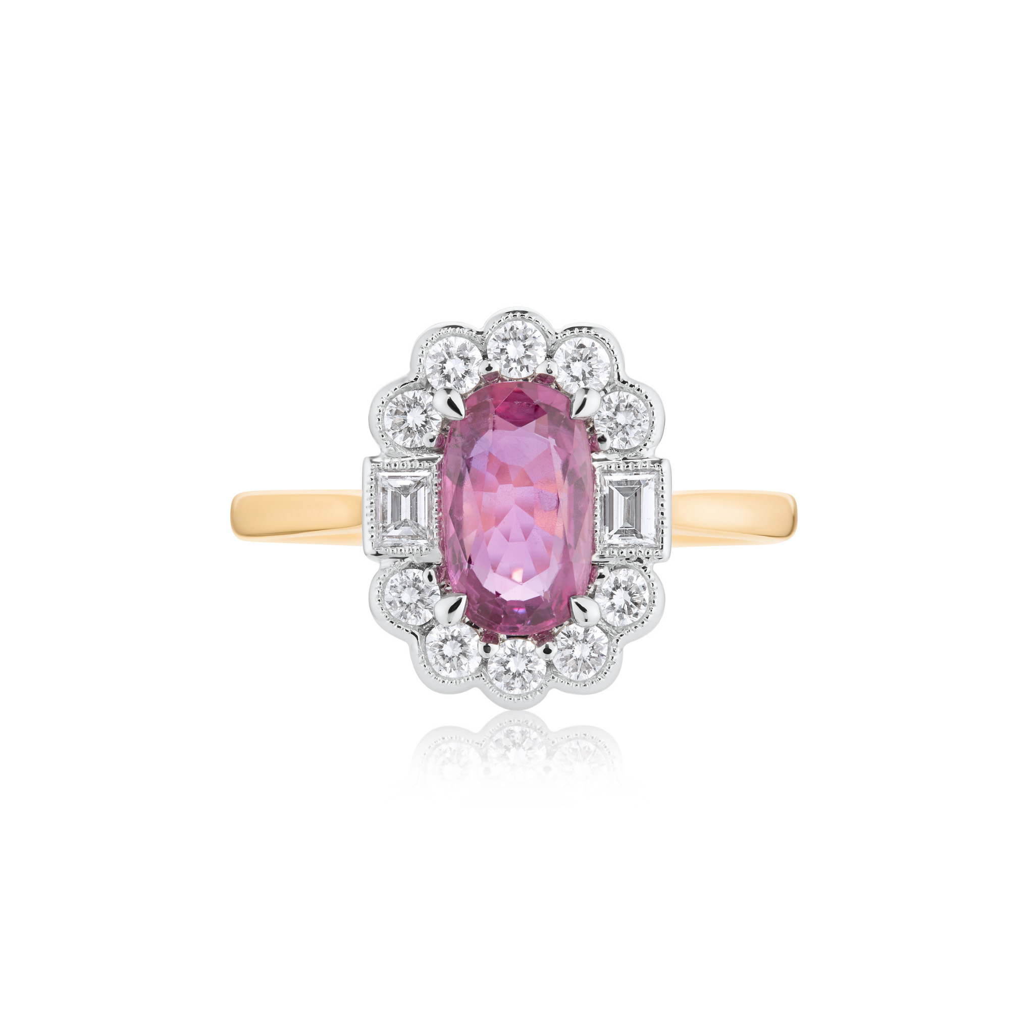 Vintage Ruby and Diamond Halo Ring