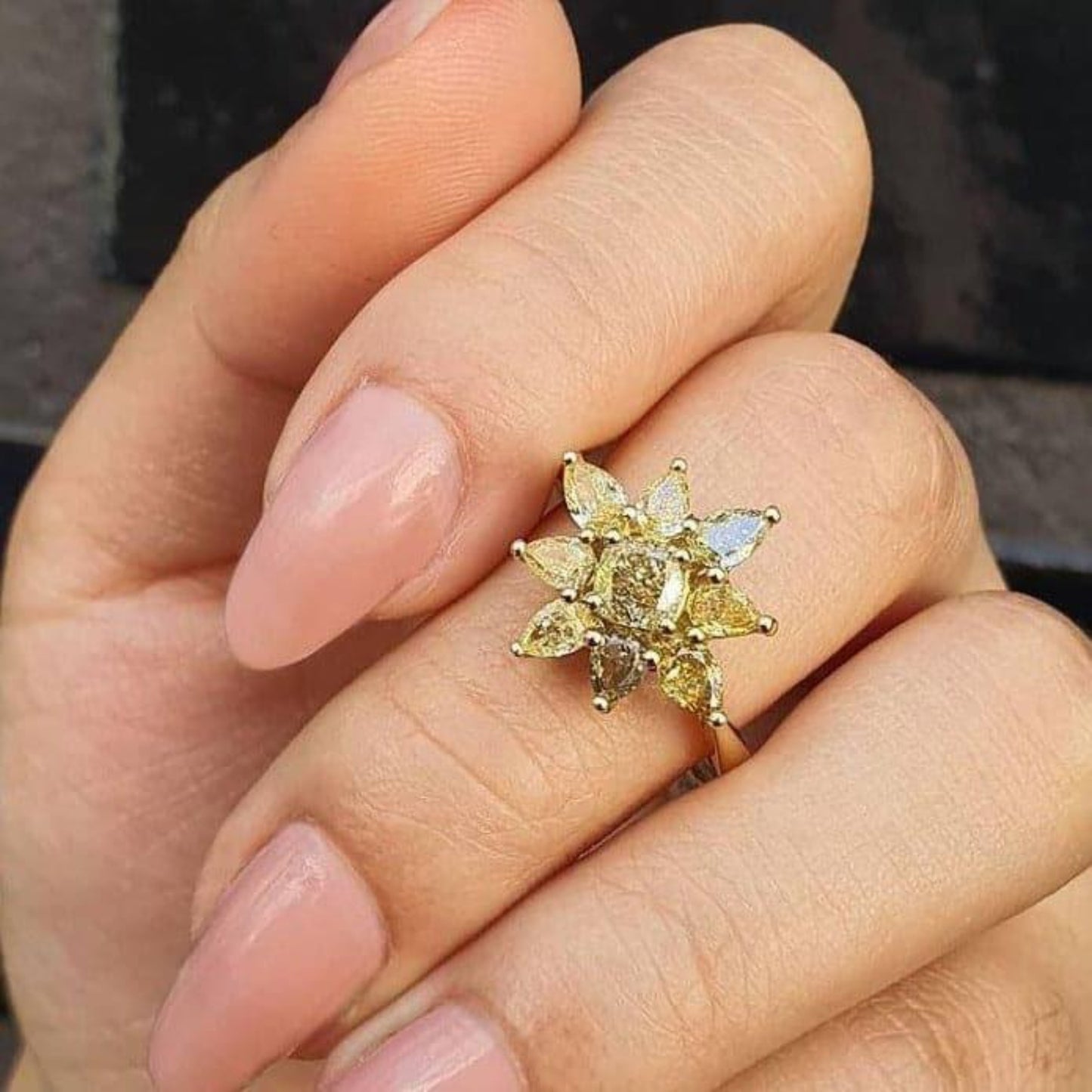 Fancy Cushion Blossom Collection Yellow Diamond Ring - Rosendorff Diamond Jewellers