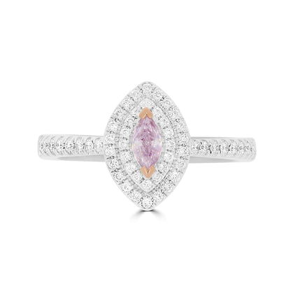 Double Halo Pink Marquise Diamond Ring - Rosendorff Diamond Jewellers