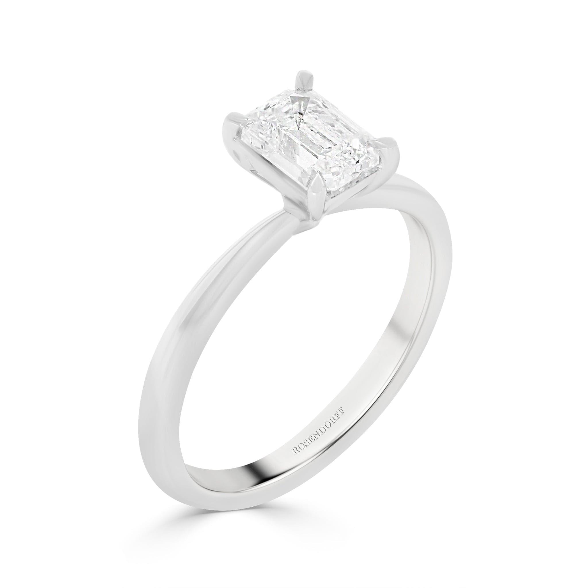 Emerald Cut Diamond Solitaire Engagement Ring 0.90ct - Rosendorff Diamond Jewellers