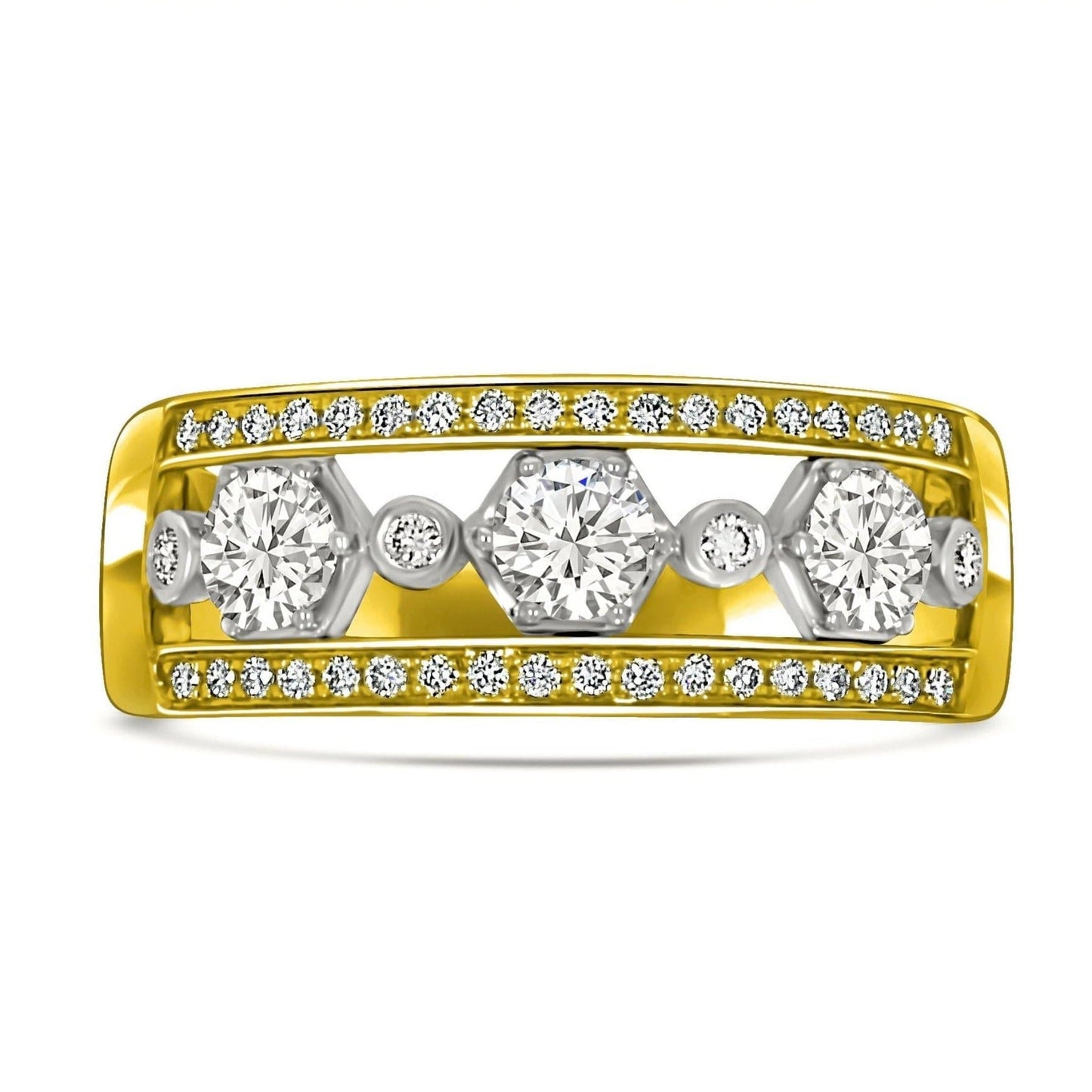 Hexagonal Design Diamond Dress Ring | Yellow Gold - Rosendorff Diamond Jewellers