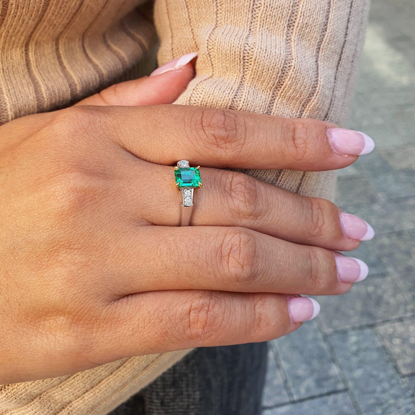 Emerald and Diamond Trilogy Ring - Rosendorff Diamond Jewellers