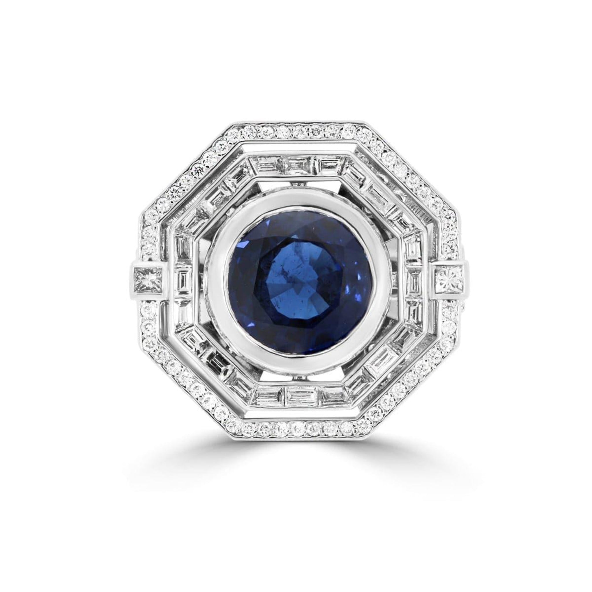 GIA Sapphire & Diamond Art Deco Ring