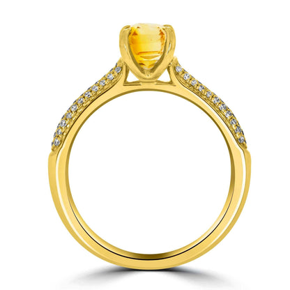 Yellow Sapphire & Pavé Diamond Ring - Rosendorff Diamond Jewellers