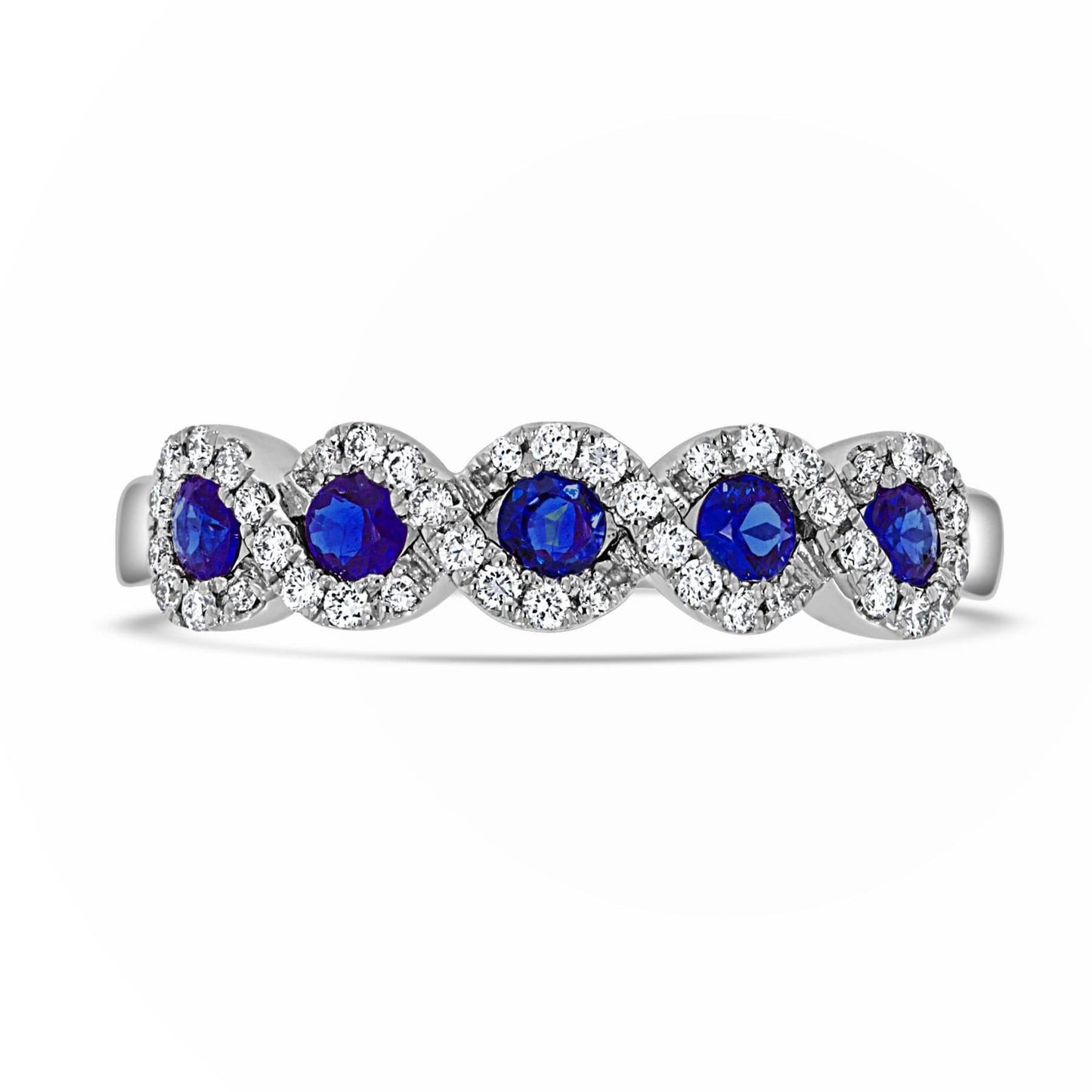Twist Halo Sapphire & Diamond Ring - Rosendorff Diamond Jewellers
