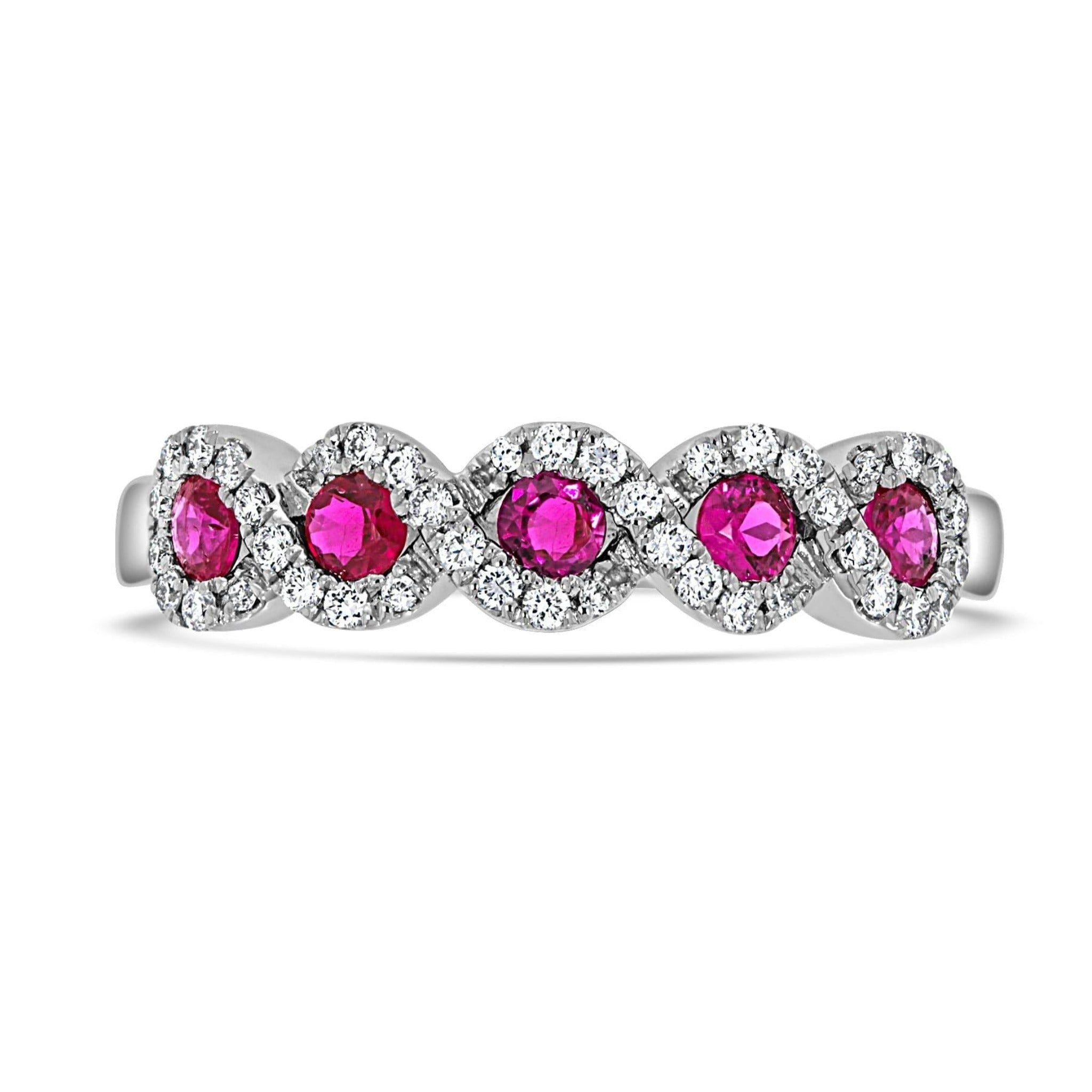 Twist Halo Ruby & Diamond Ring - Rosendorff Diamond Jewellers