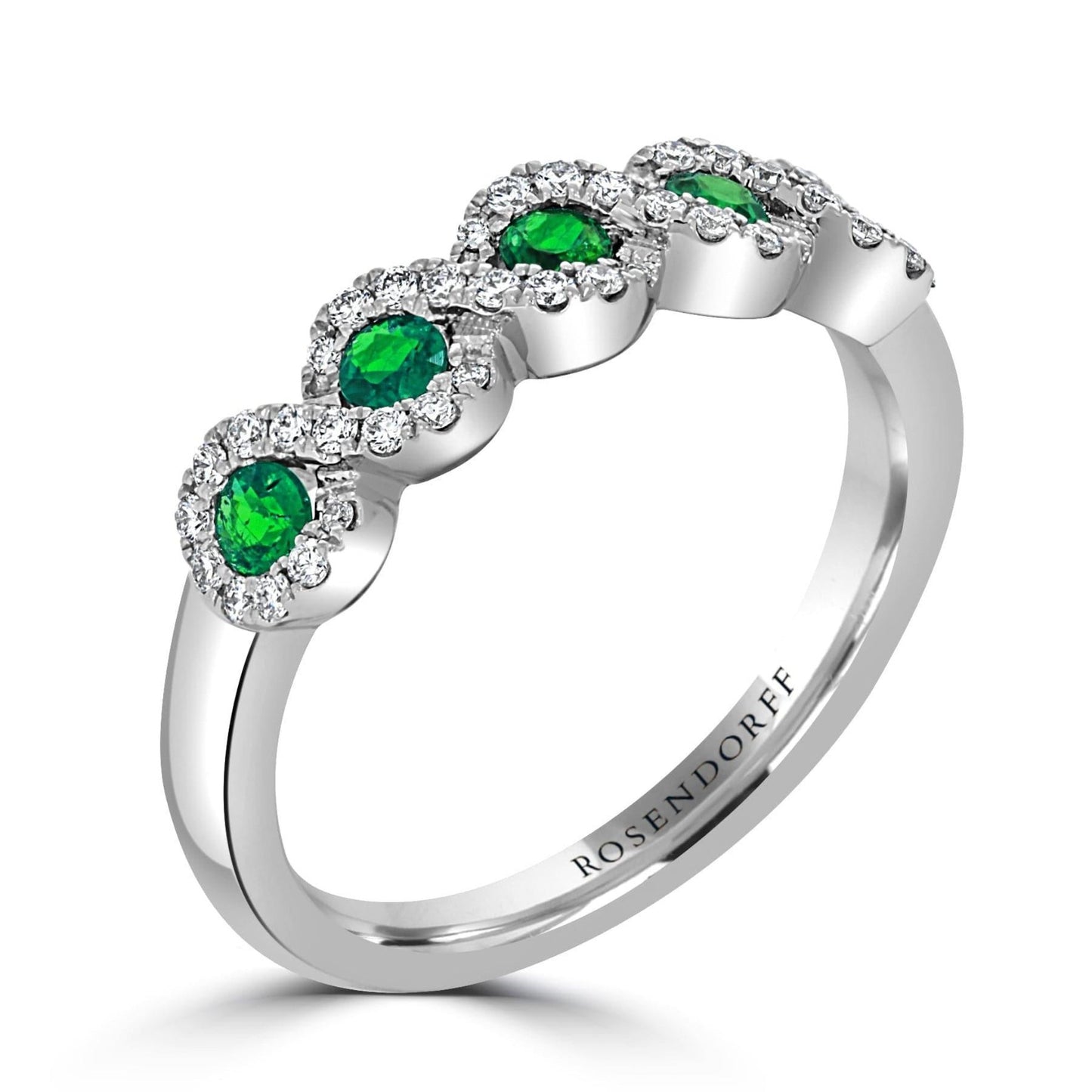 Twist Halo Emerald & Diamond Ring - Rosendorff Diamond Jewellers