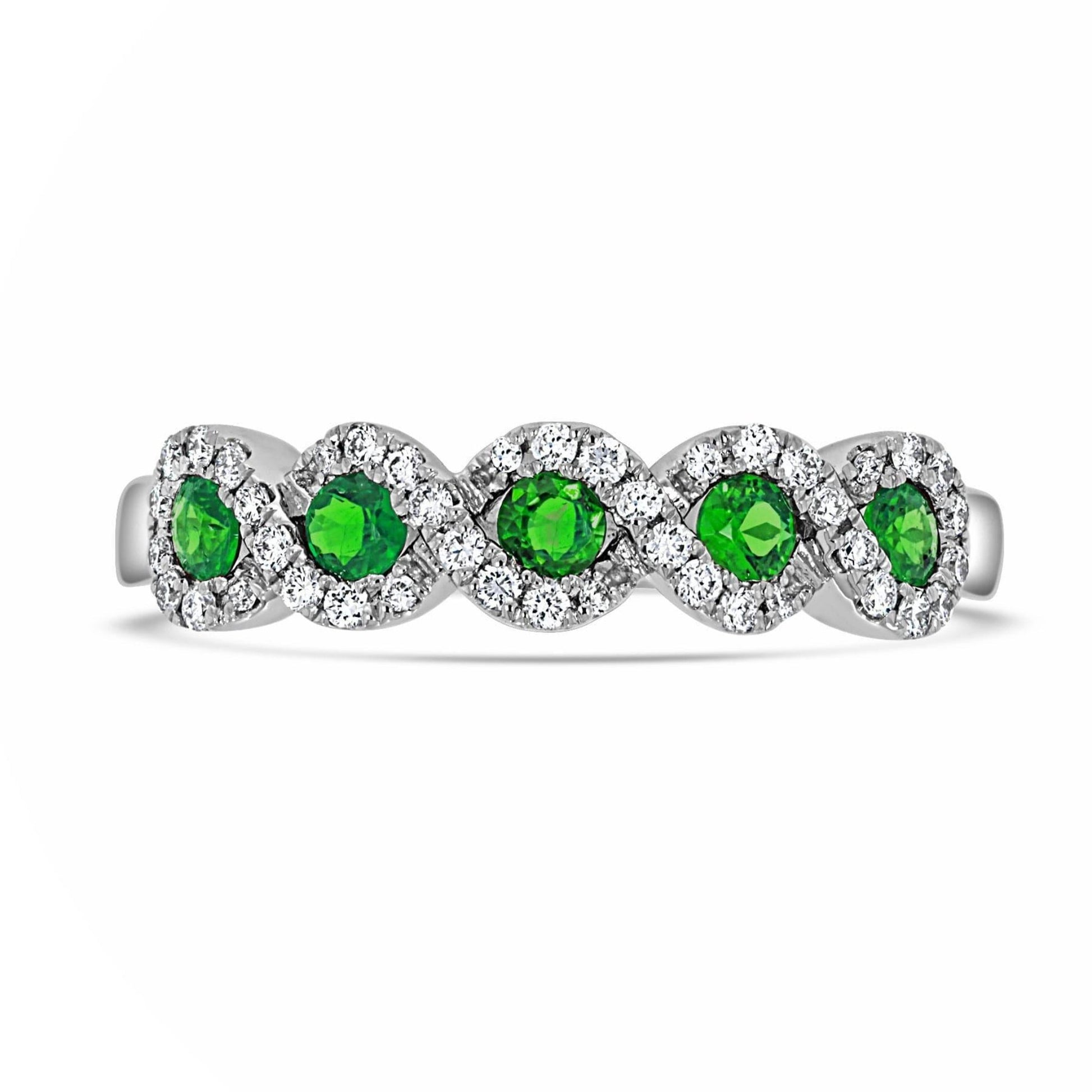 Twist Halo Emerald & Diamond Ring - Rosendorff Diamond Jewellers