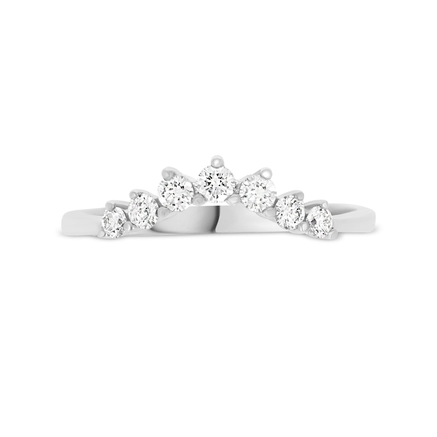 Curved Diamond Crown Ring | 18ct White Gold