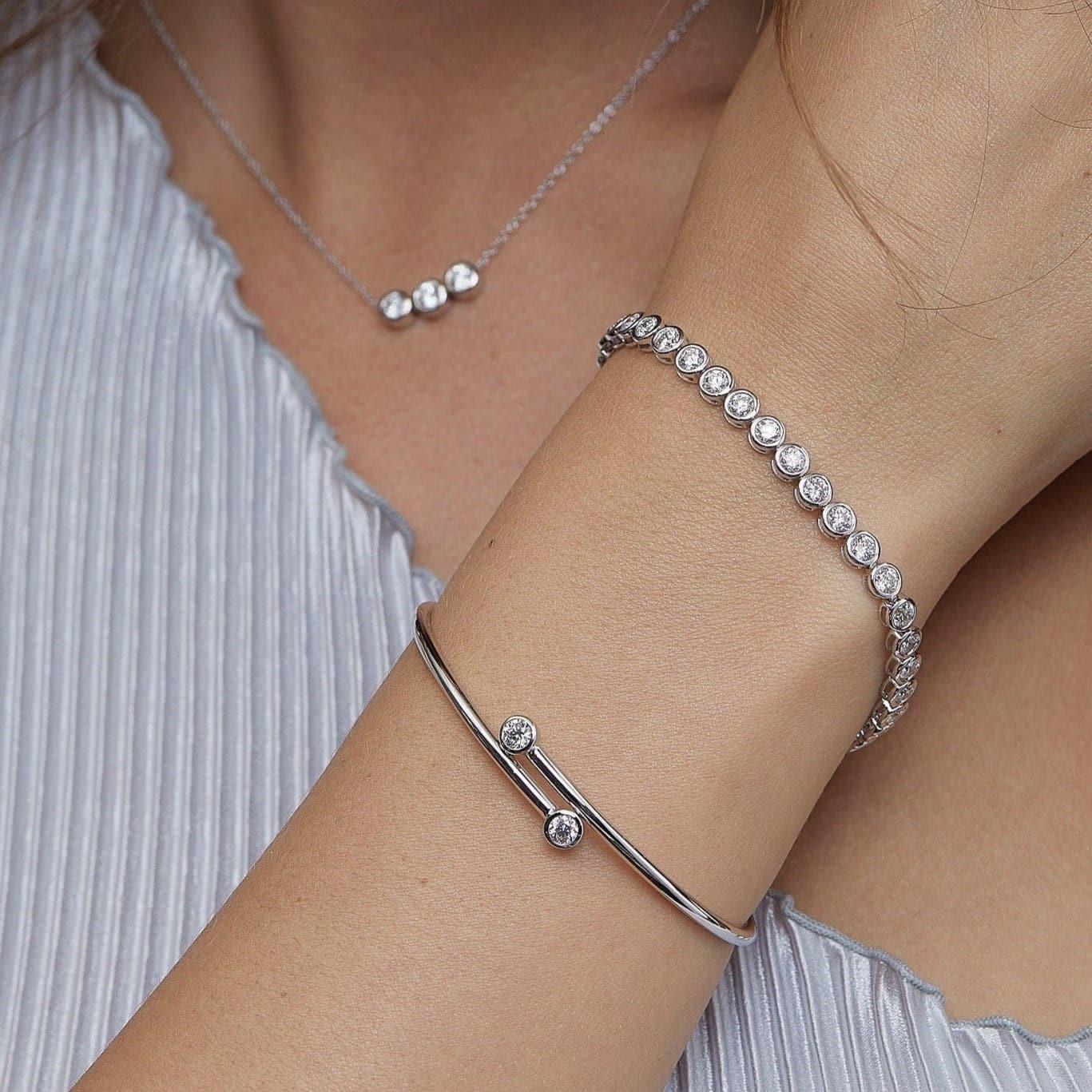 5.40ct Diamond Tennis Bracelet Bezel Set | 18ct White Gold - Rosendorff Diamond Jewellers