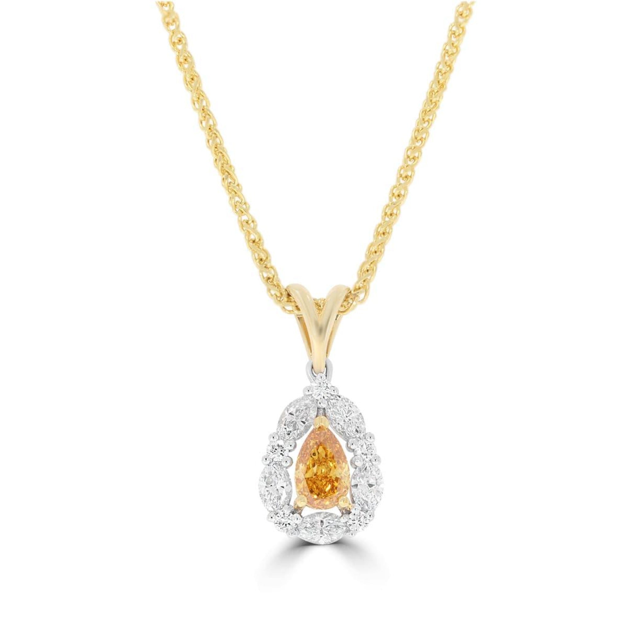 Fancy Vivid Yellowish Orange Diamond Pendant