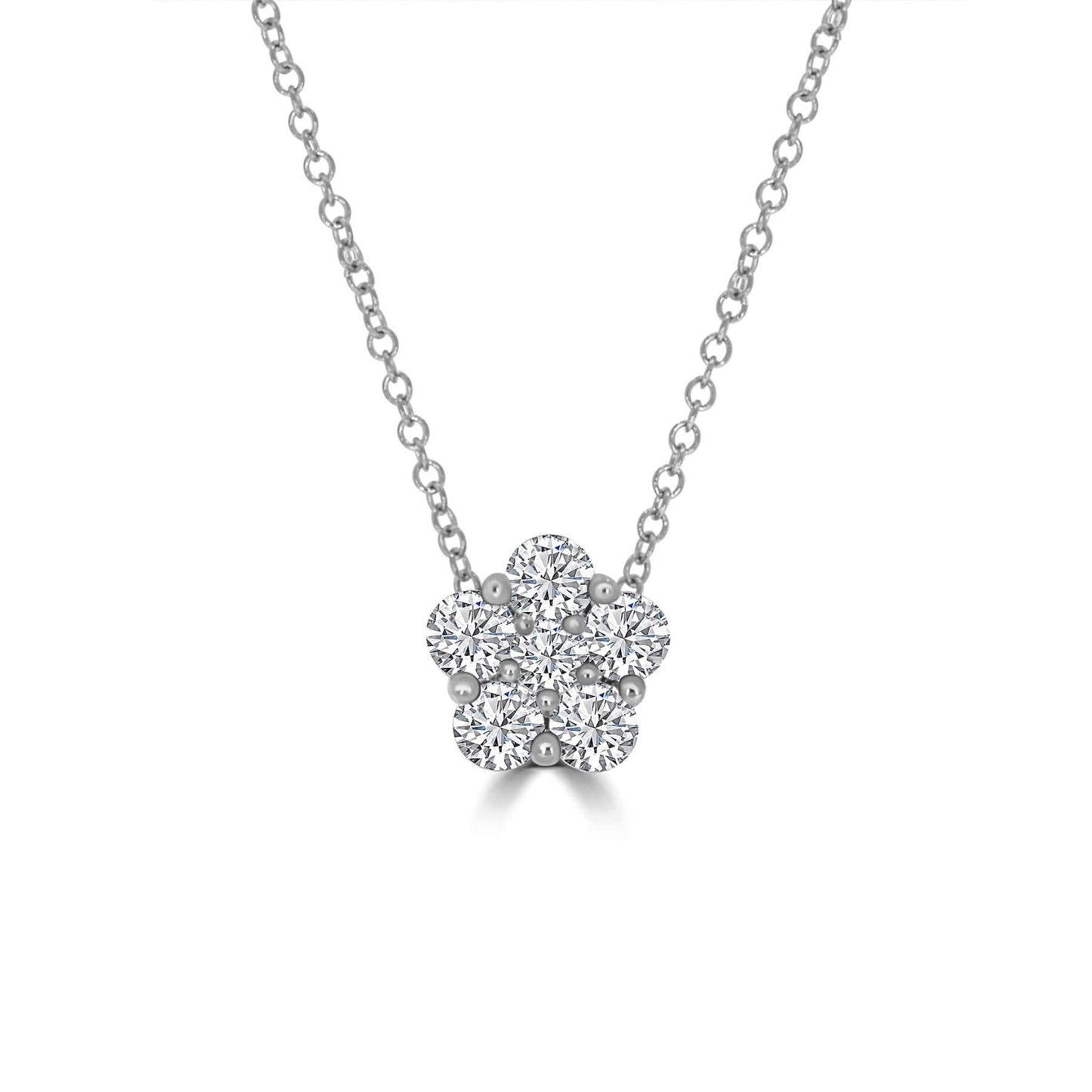 Diamond Cluster Necklace in White Gold - Rosendorff Diamond Jewellers