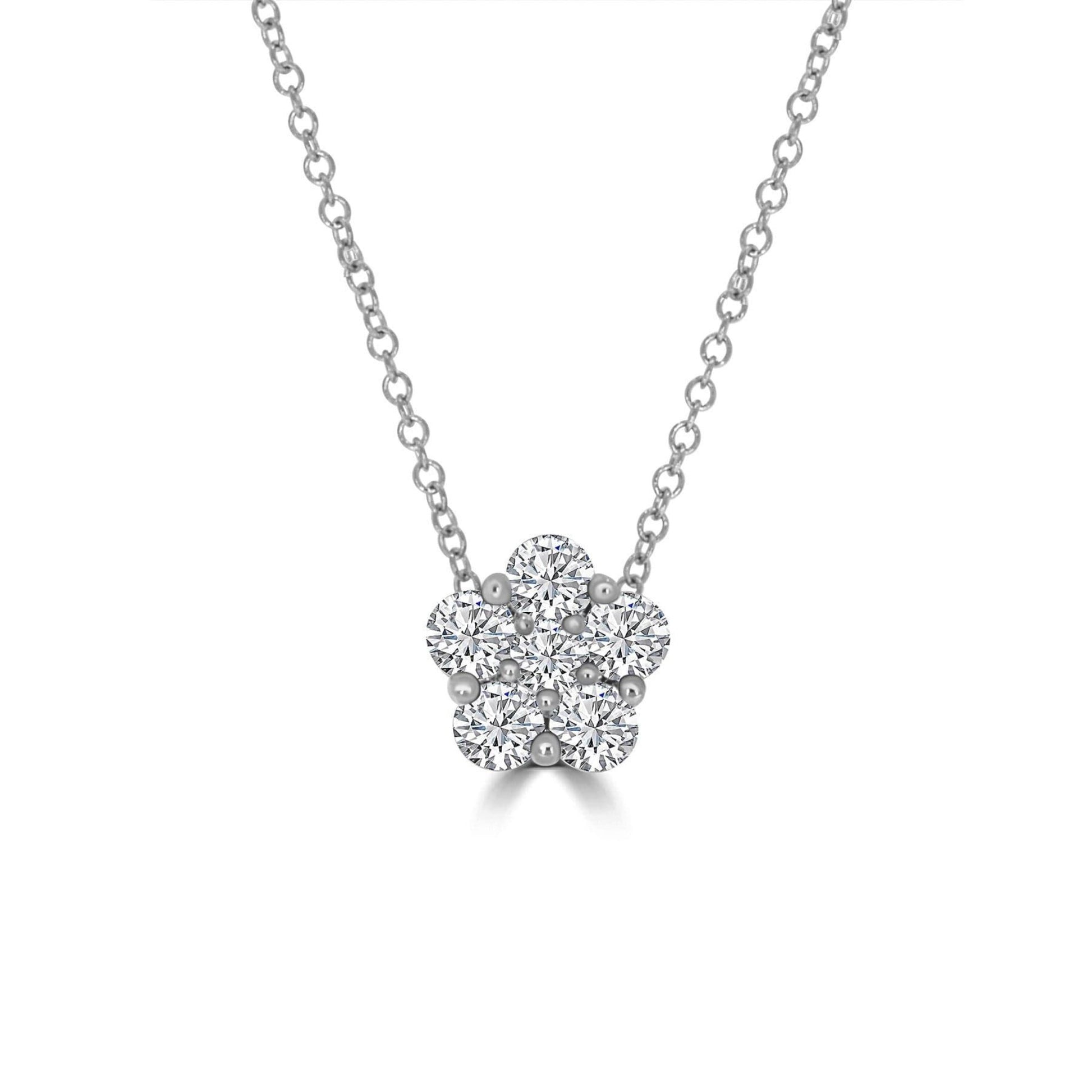 Diamond Cluster Necklace in White Gold - Rosendorff Diamond Jewellers