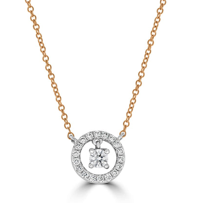 Floating Halo Diamond Pendant | 18 Rose - Rosendorff Diamond Jewellers