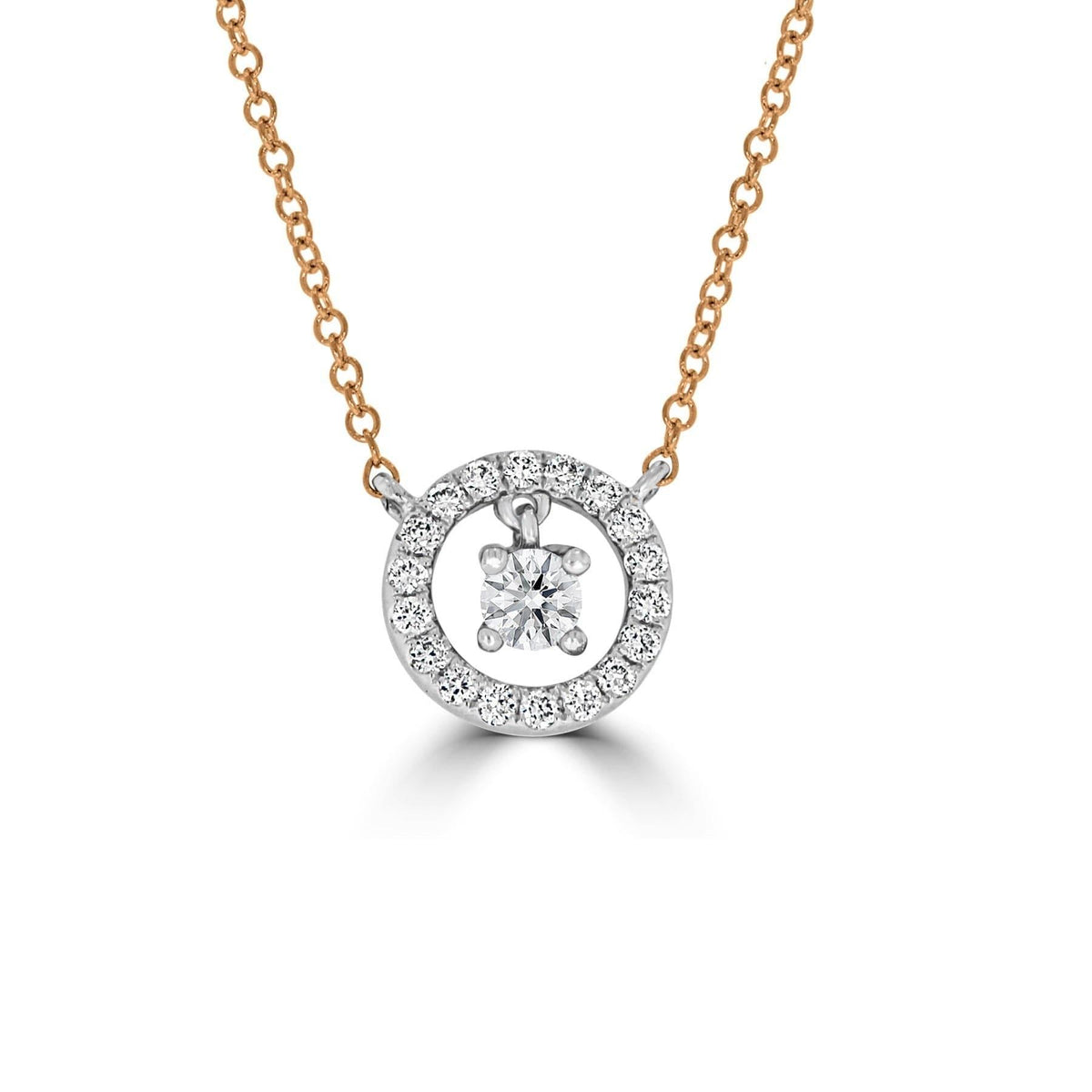 Floating Halo Diamond Pendant | 18 Rose - Rosendorff Diamond Jewellers
