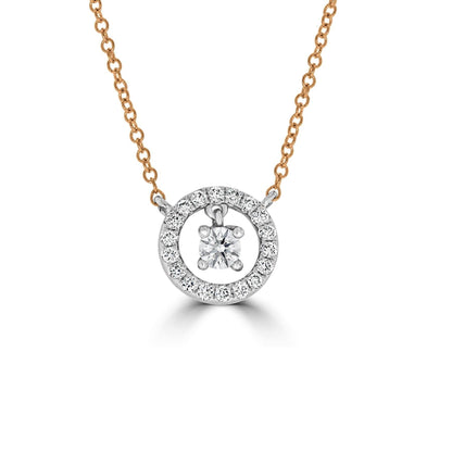 Floating Halo Diamond Pendant | 18 Rose - Rosendorff Diamond Jewellers