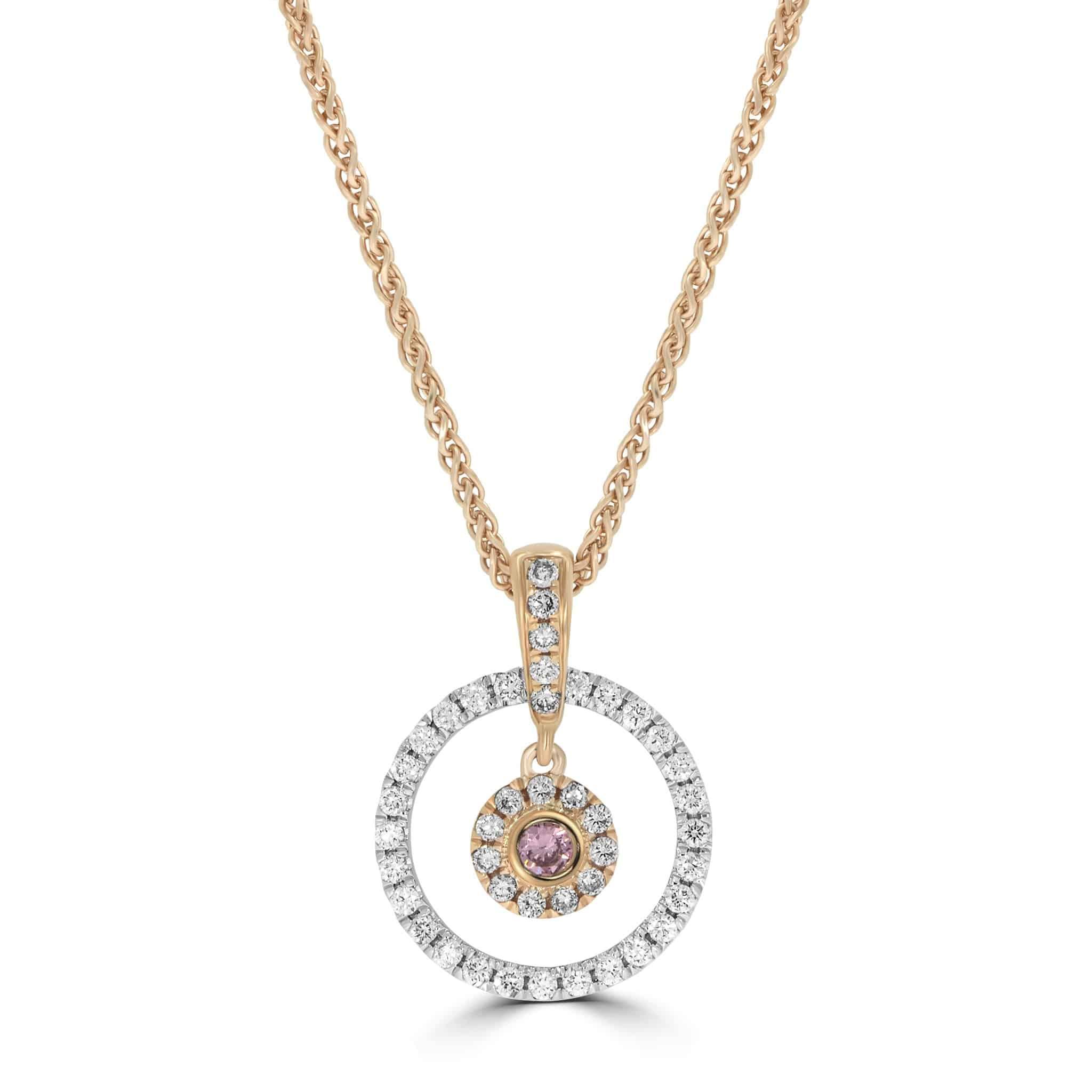 Argyle Certified 0.10ct Pink Diamond Circle Pendant