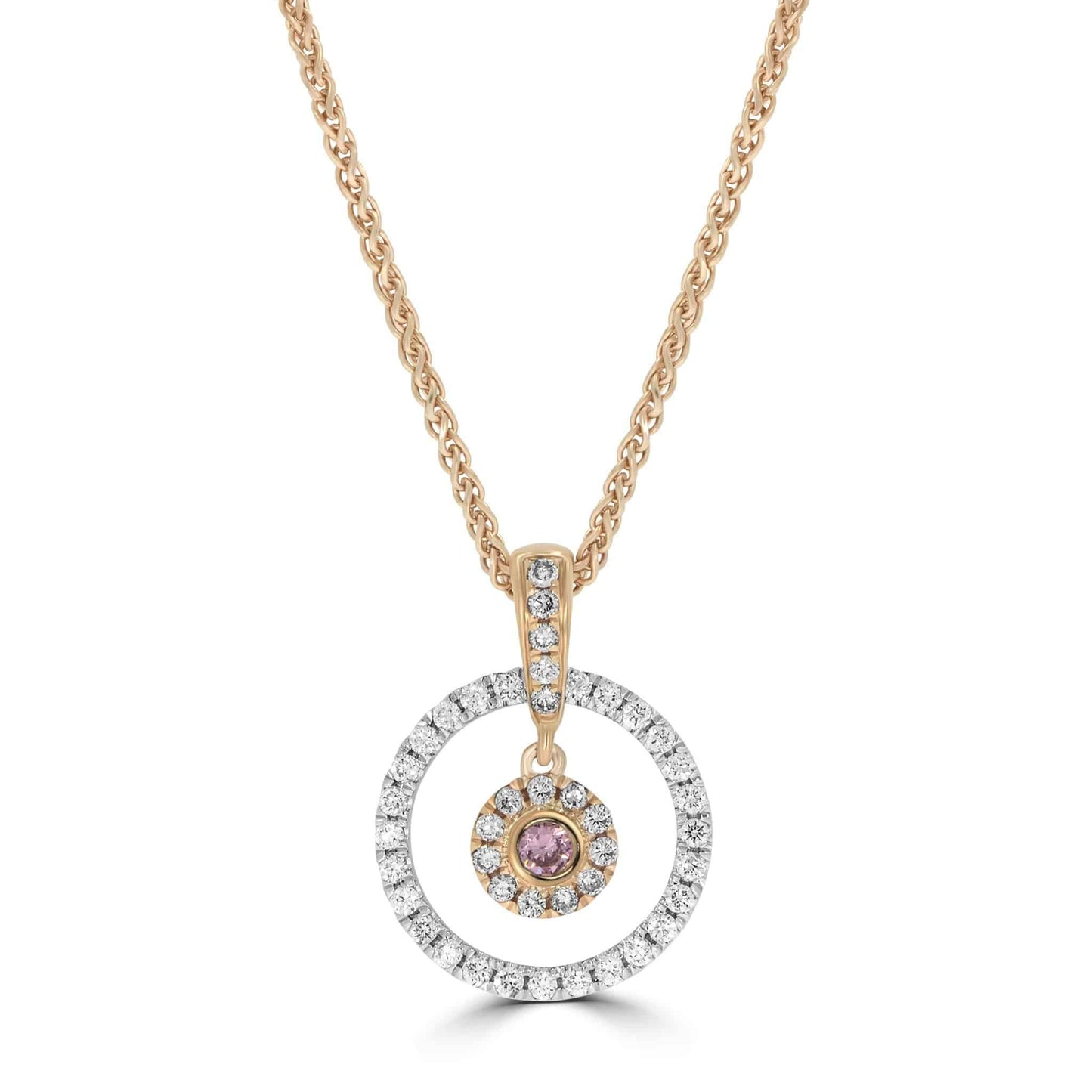 Argyle Certified 0.10ct Pink Diamond Circle Pendant