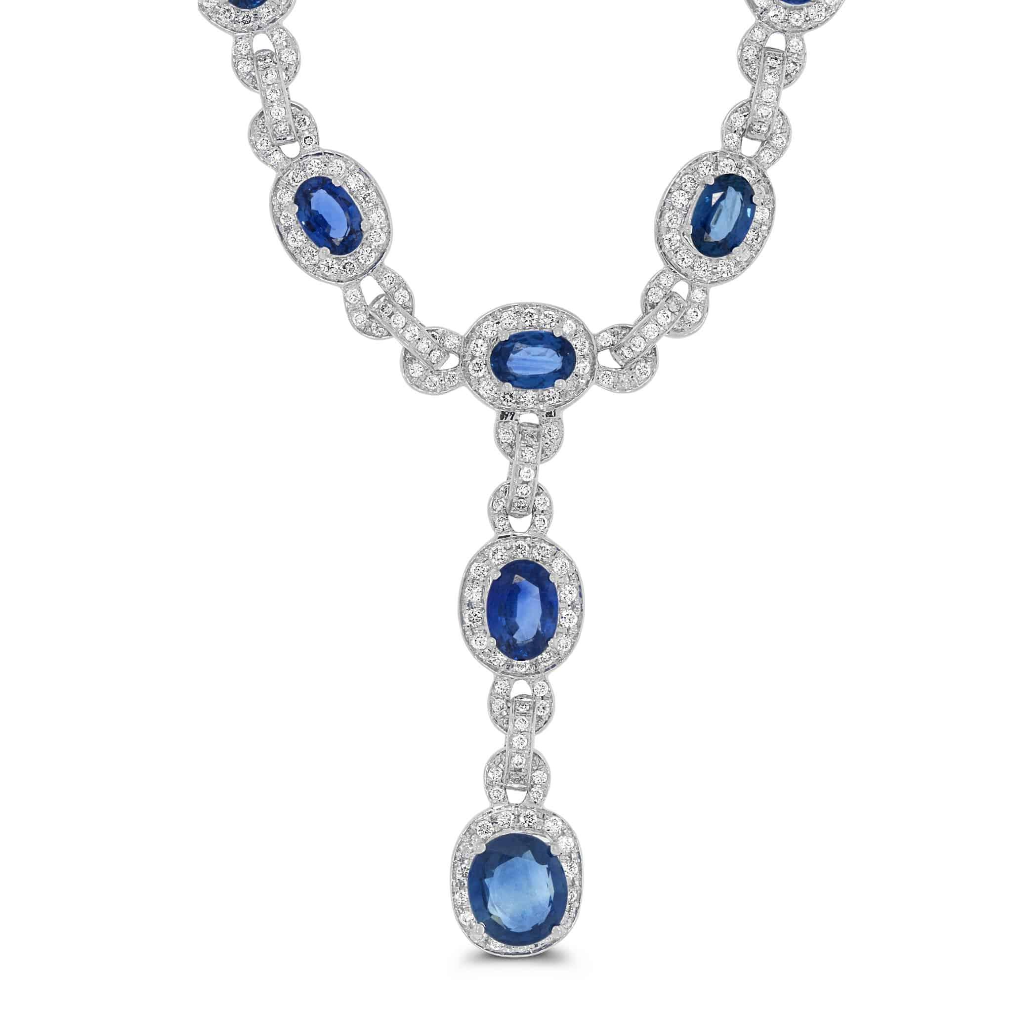 Royal Blue Sapphire & Diamond Necklace