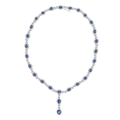 Royal Blue Sapphire & Diamond Necklace - Rosendorff Diamond Jewellers