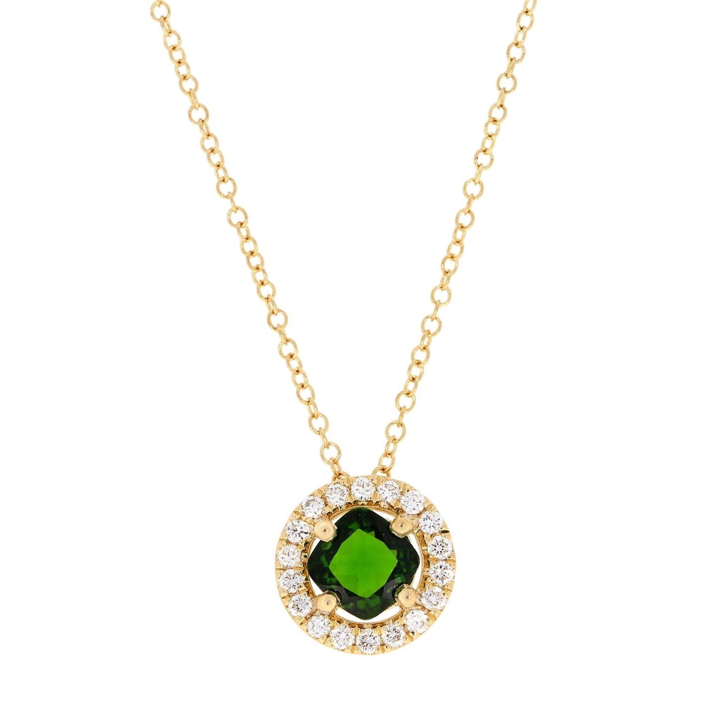 Captivating Chrome Diopside Halo Pendant - Rosendorff Diamond Jewellers