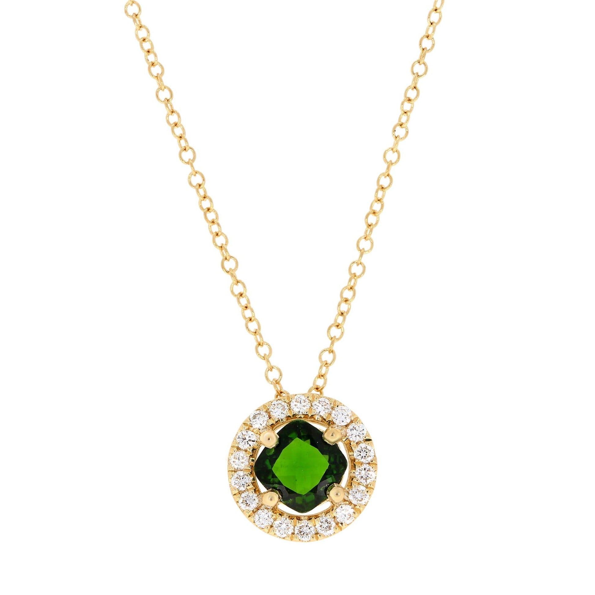 Captivating Chrome Diopside Halo Pendant - Rosendorff Diamond Jewellers