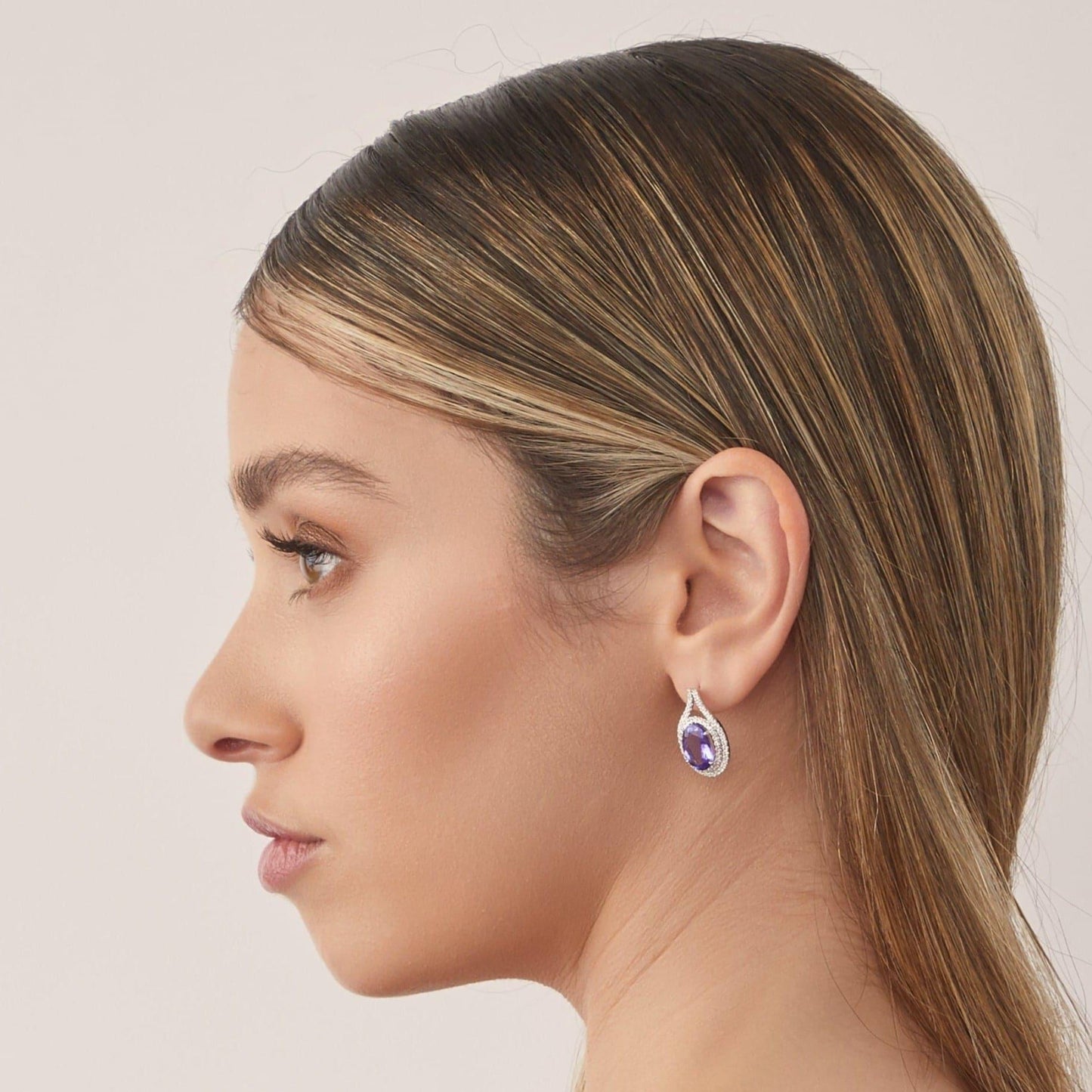 Tanzanite and Double Diamond Halo Earrings - Rosendorff Diamond Jewellers
