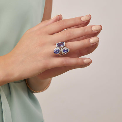 Tanzanite and Diamond Halo Dress Ring - Rosendorff Diamond Jewellers