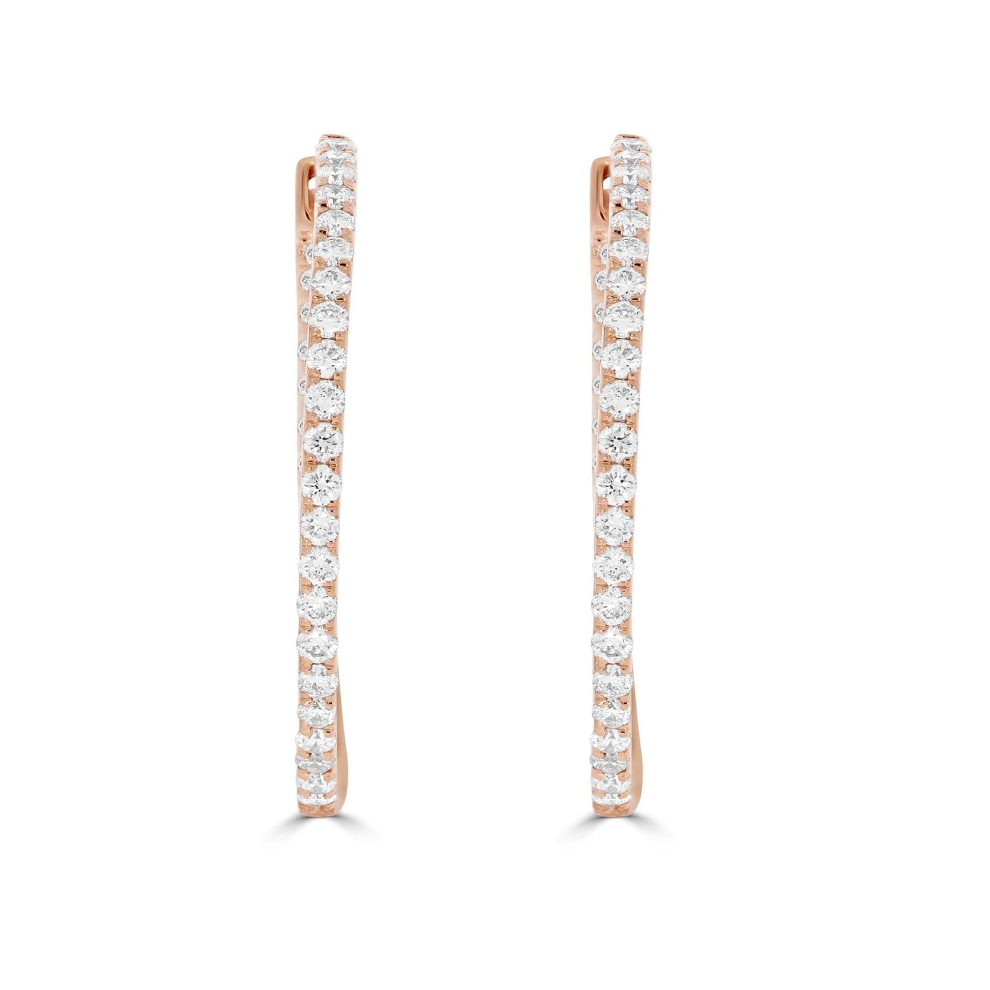 Diamond Hoop Earrings 25mm In Rose Gold - Rosendorff Diamond Jewellers