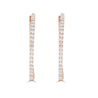 Diamond Hoop Earrings 25mm In Rose Gold - Rosendorff Diamond Jewellers