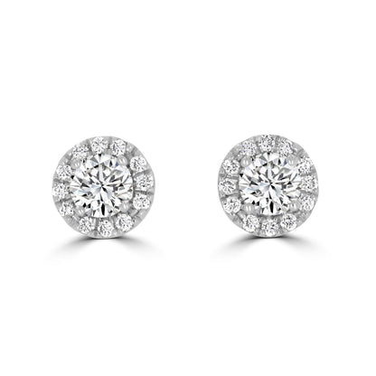 Halo Diamond Earrings 0.50tcw | White Gold - Rosendorff Diamond Jewellers