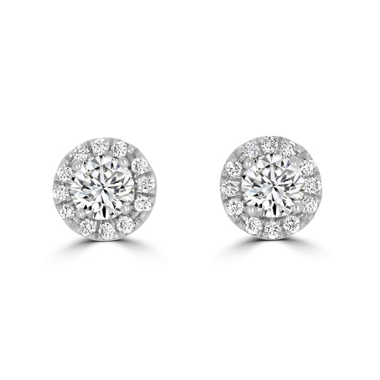 Halo Diamond Earrings 0.50tcw | White Gold - Rosendorff Diamond Jewellers