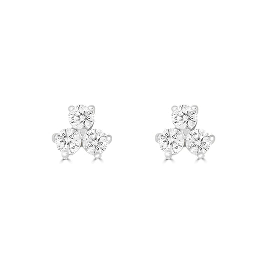 Diamond Trilogy Studs in White Gold - Rosendorff Diamond Jewellers