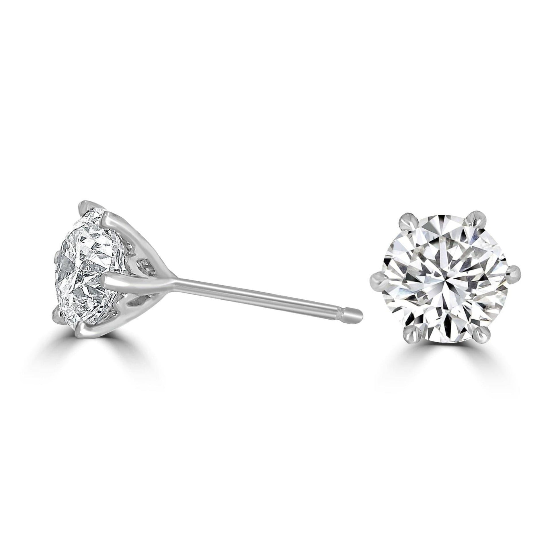 Timeless Diamond Earrings 1.00tcw | White Gold (6 Claw) - Rosendorff Diamond Jewellers
