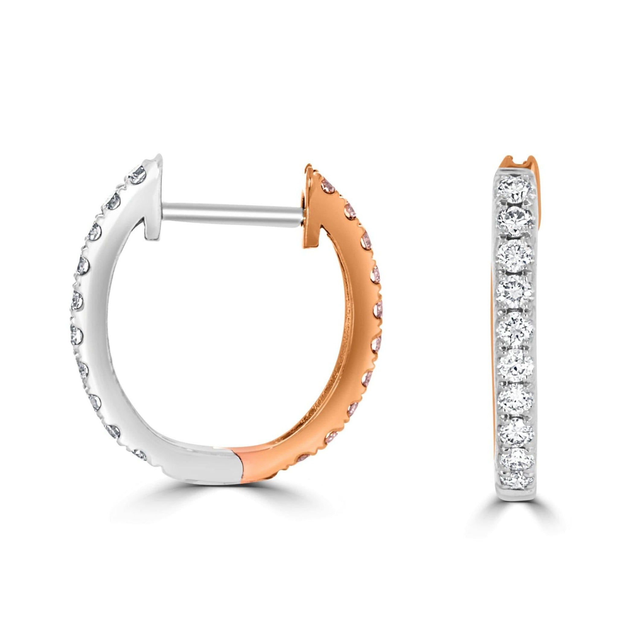 Pink & White Diamond Hoop Earrings - Rosendorff Diamond Jewellers