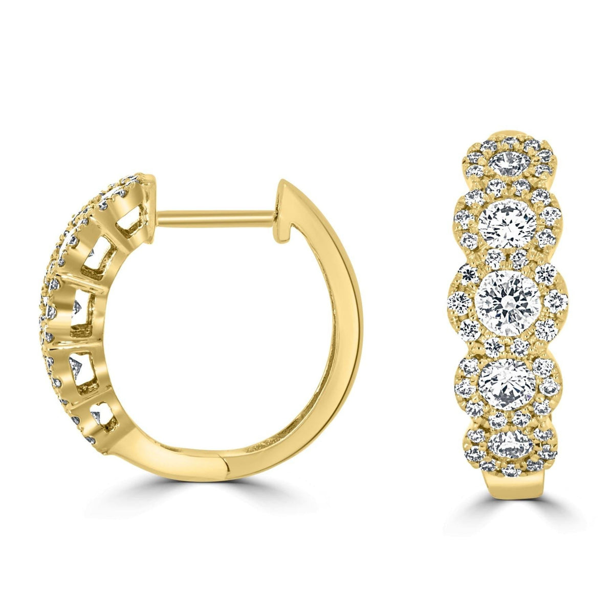 Halo Diamond Hoop Earrings | 18ct Yellow Gold - Rosendorff Diamond Jewellers