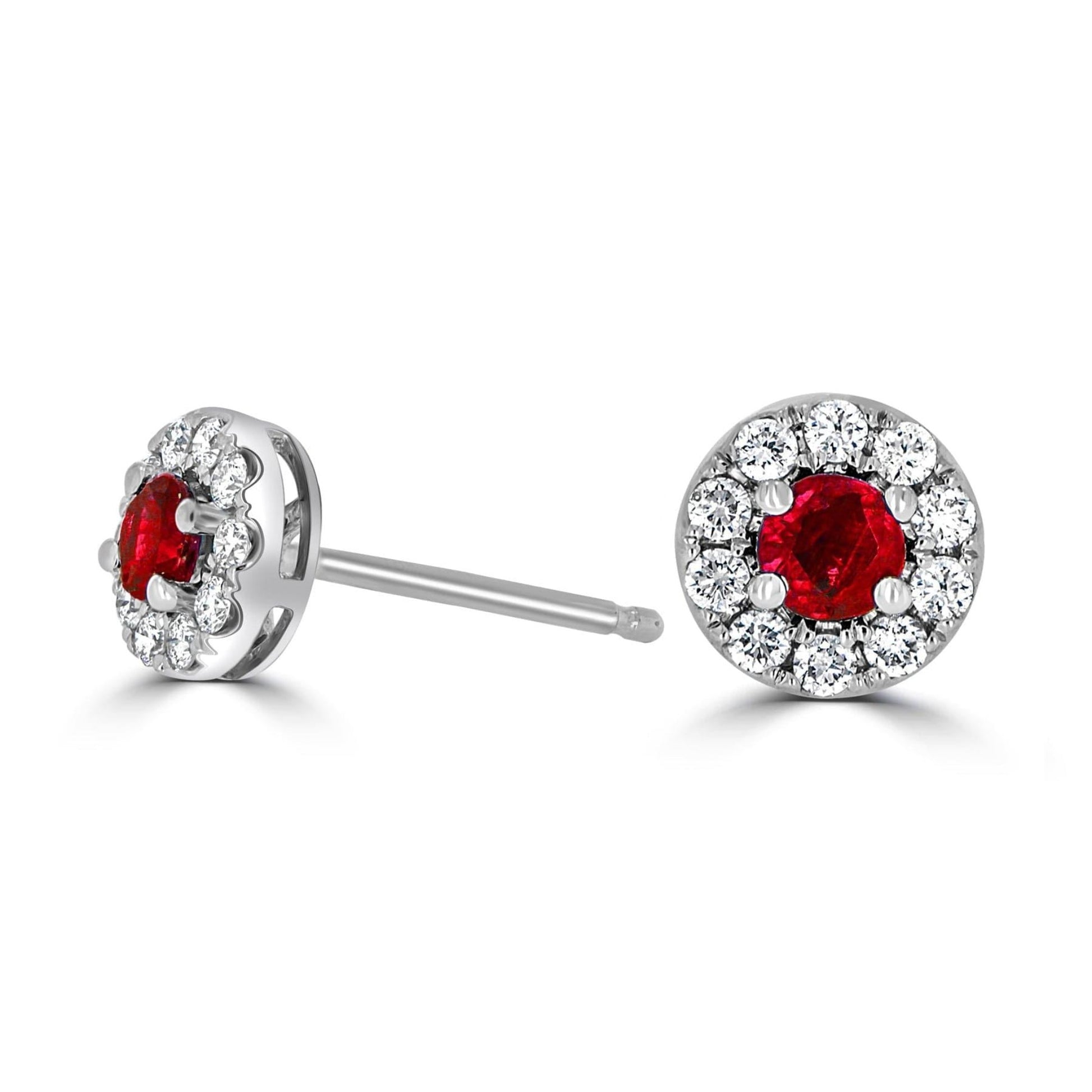 Halo Ruby & Diamond Earrings - Rosendorff Diamond Jewellers