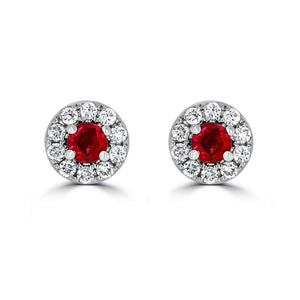 Ruby & Diamond Halo Earrings